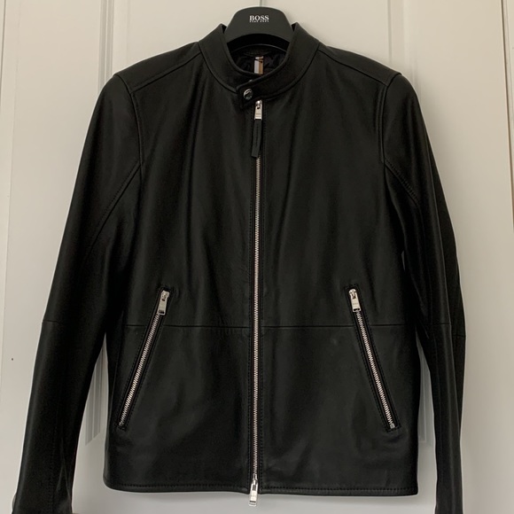 BOSS Nokuri Lambskin Leather Biker Jacket - Picture 6 of 16